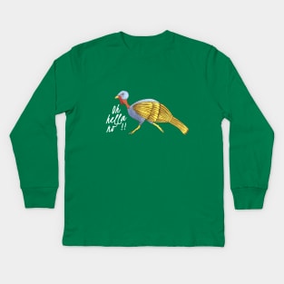 Funny Runaway Golden Turkey Kids Long Sleeve T-Shirt